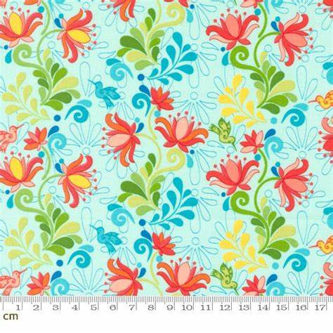 Moda Land Of Enchantment Fabric By Sariditty Green Aqua 45031-23 Fat Quarters 50x55cm