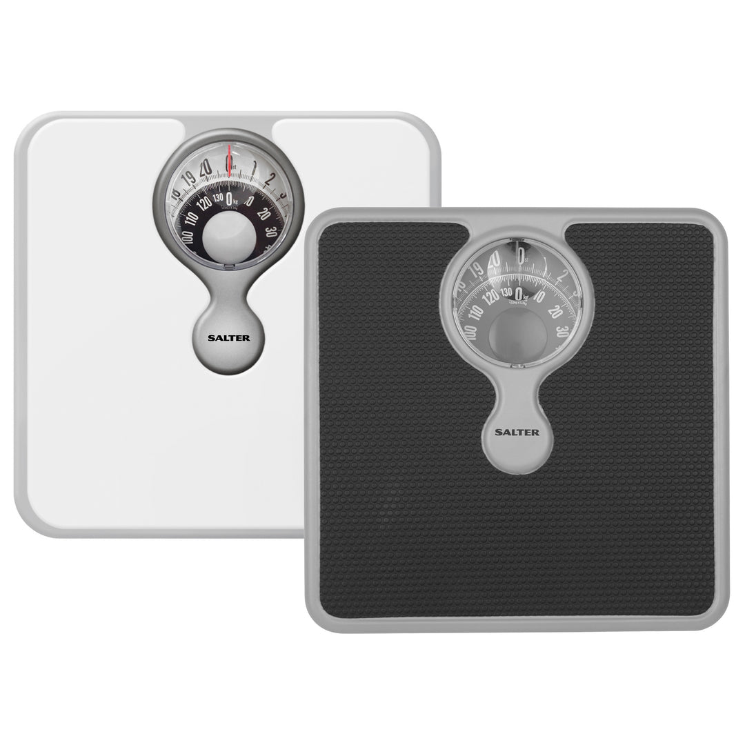 Salter Compact Mechanical Bathroom Scale with Magnifying Lens White