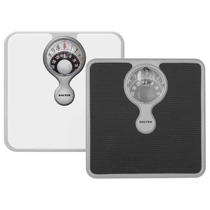 Salter Compact Mechanical Bathroom Scale with Magnifying Lens White