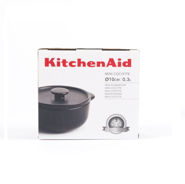 KitchenAid Mini Round Ceramic Cocotte Small Casserole Black