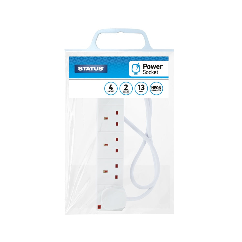 Status 4 Way 2m Extension Socket 13A