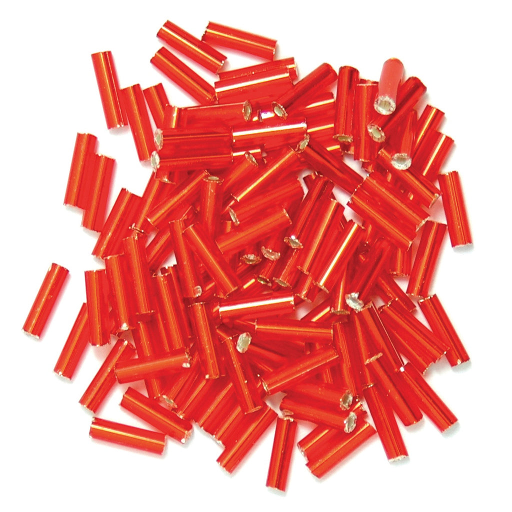 Beads: Bugle: Red: 8g