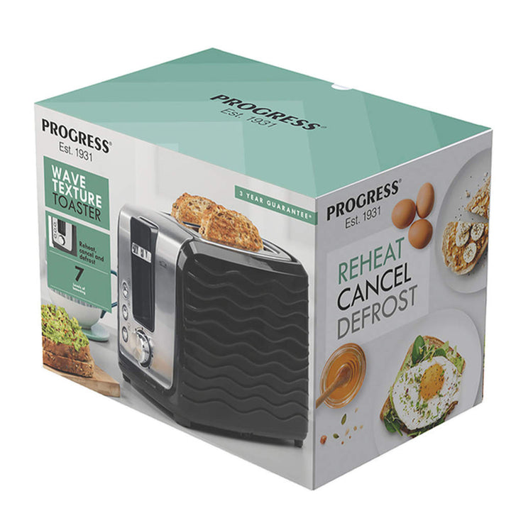 Progress  2-Slice Wave Textured Toaster Black