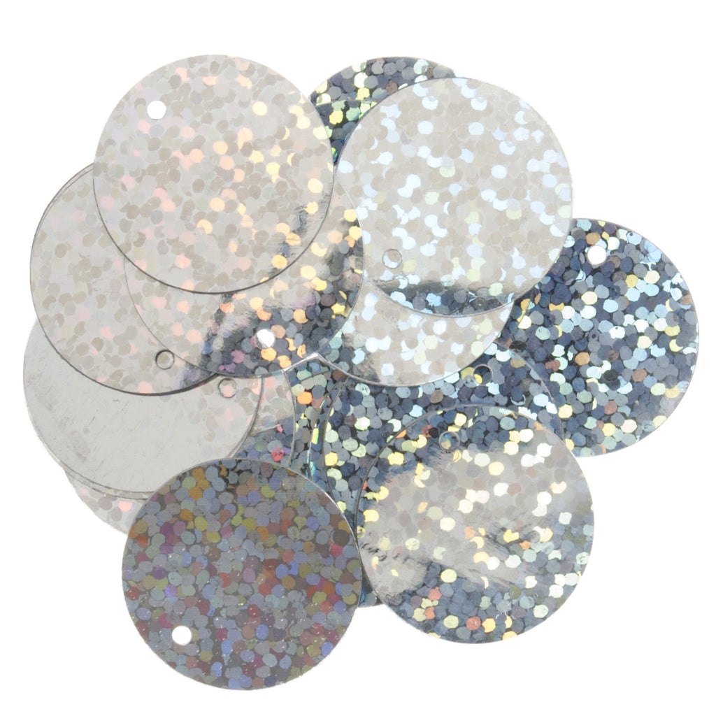 Sequin: Flat Holographic: 20mm: Silver: 20