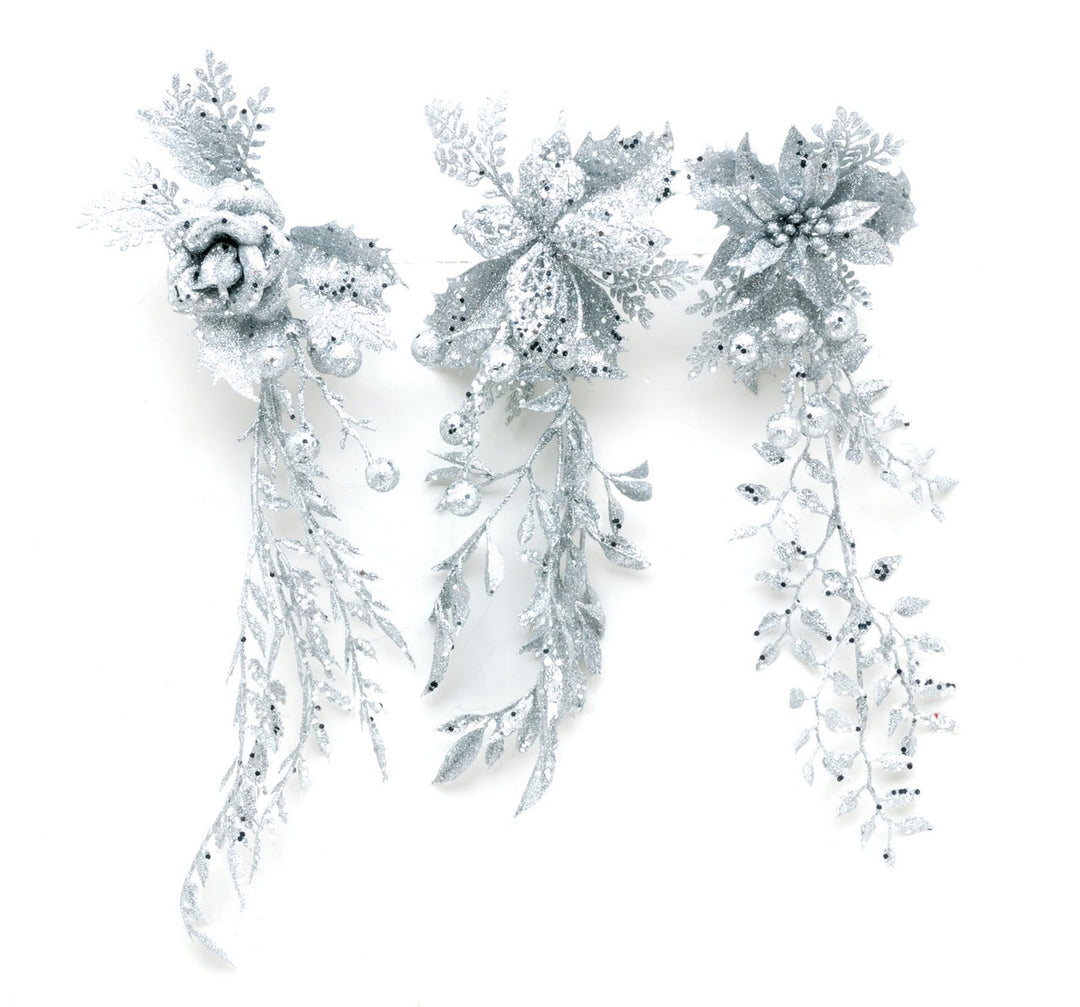 20cm Glitter Clip On Pick Silver