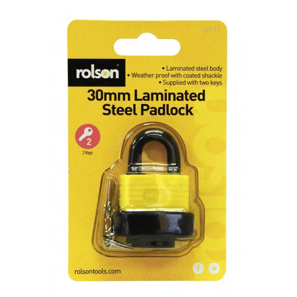 Rolson Weatherproof Padlock, 30mm, 2 Keys