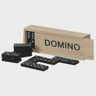 Double Six Dominoes in Wooden Box