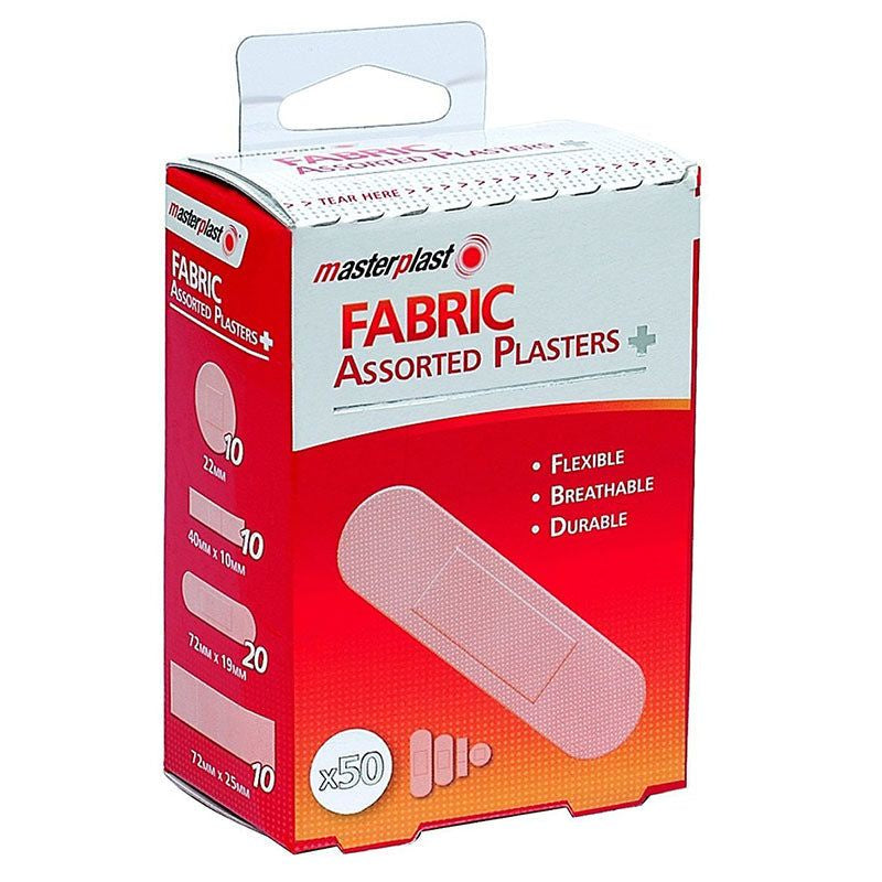 Masterplast Fabric Assorted Plasters, Flexible, Durable Pack Of 50