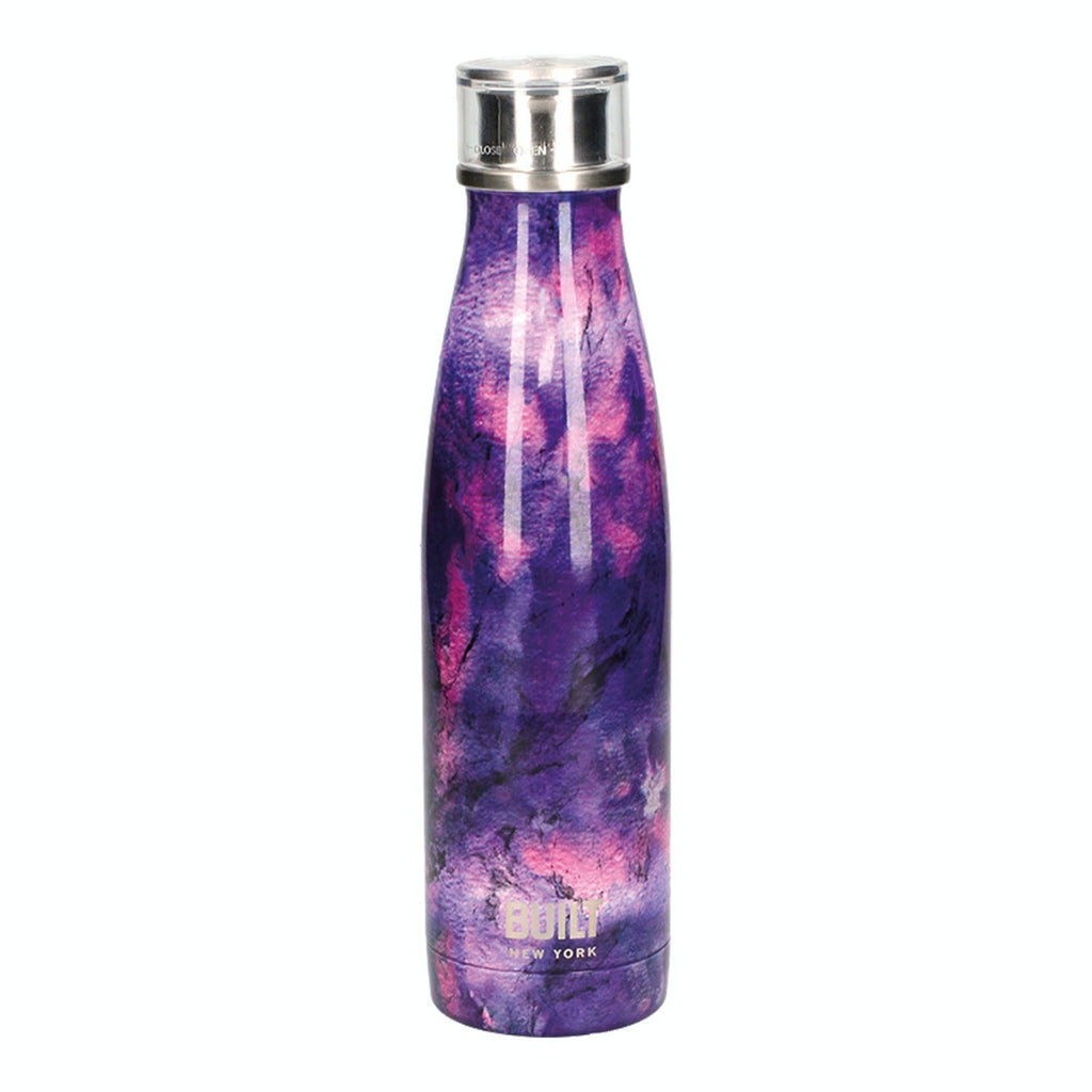 Built 500ml Double Walled Stainless Steel Water Bottle Purple Marble