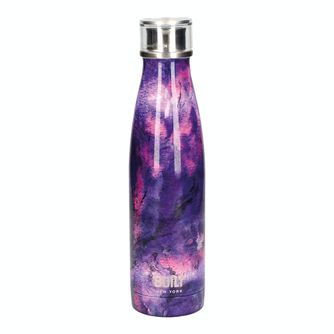 Built 500ml Double Walled Stainless Steel Water Bottle Purple Marble