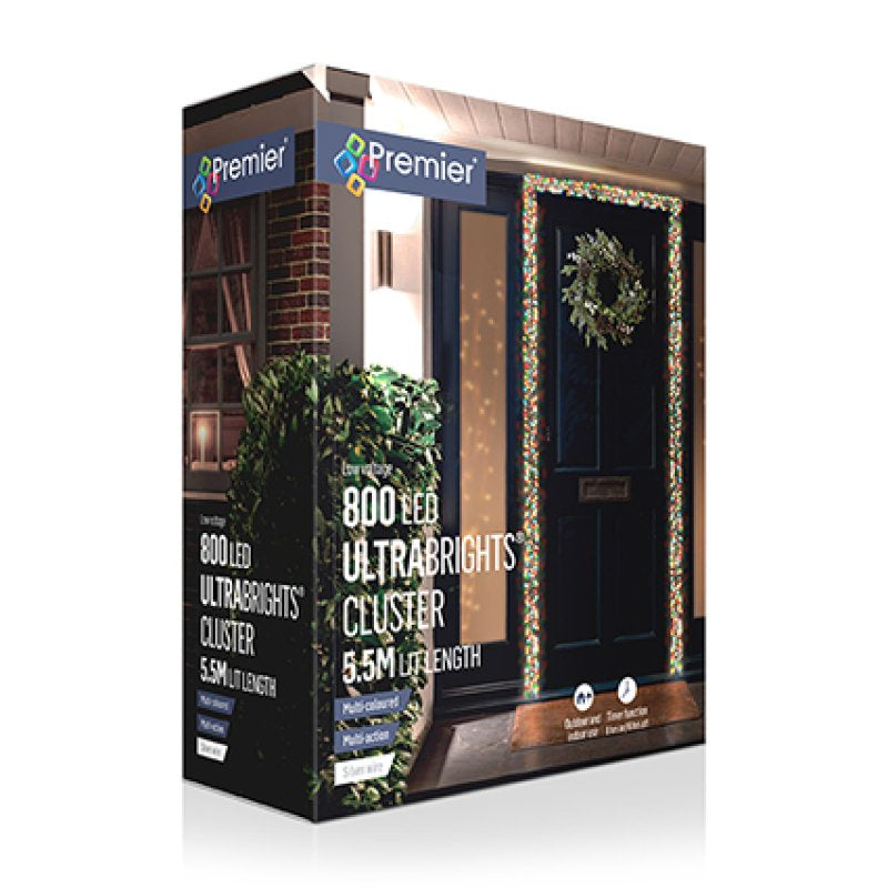 Premier 5.5m Multi-Action UltraBrights Door Garland Lights 800 Multi Colour LEDs with Timer