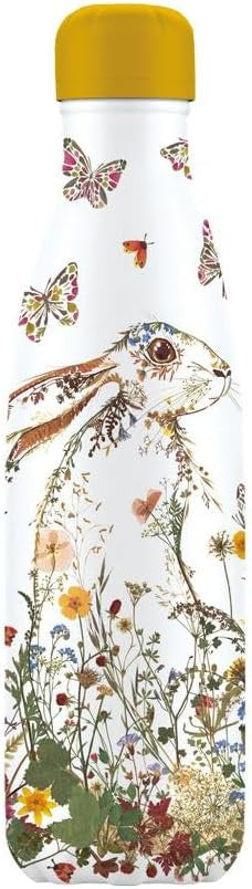 Museums & Galleries Insulated Drinks Bottle - Hares and Berries by Dee Hardwicke - Artistic Design - 500ml Stainless Steel Re-Usable