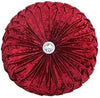 Velvet Round Cushion Cover Large Stitched with Diamond Burgundy 35 x 35Cm