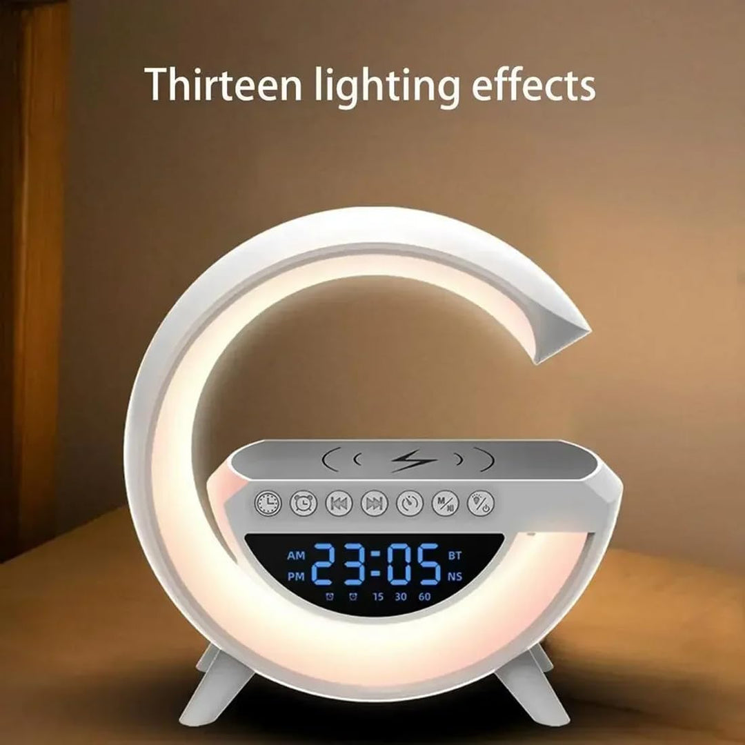 Multifunctional Bluetooth Speaker-Colorful Atmosphere Light Wireless Charging and Clock