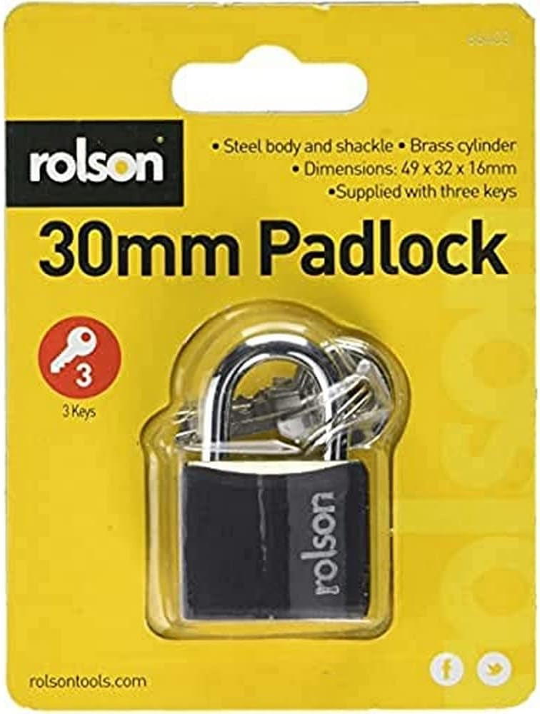 Rolson 30 mm Black Iron Padlock