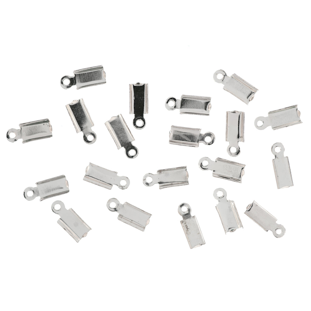 Leather Crimps: Flat: Silver: 20