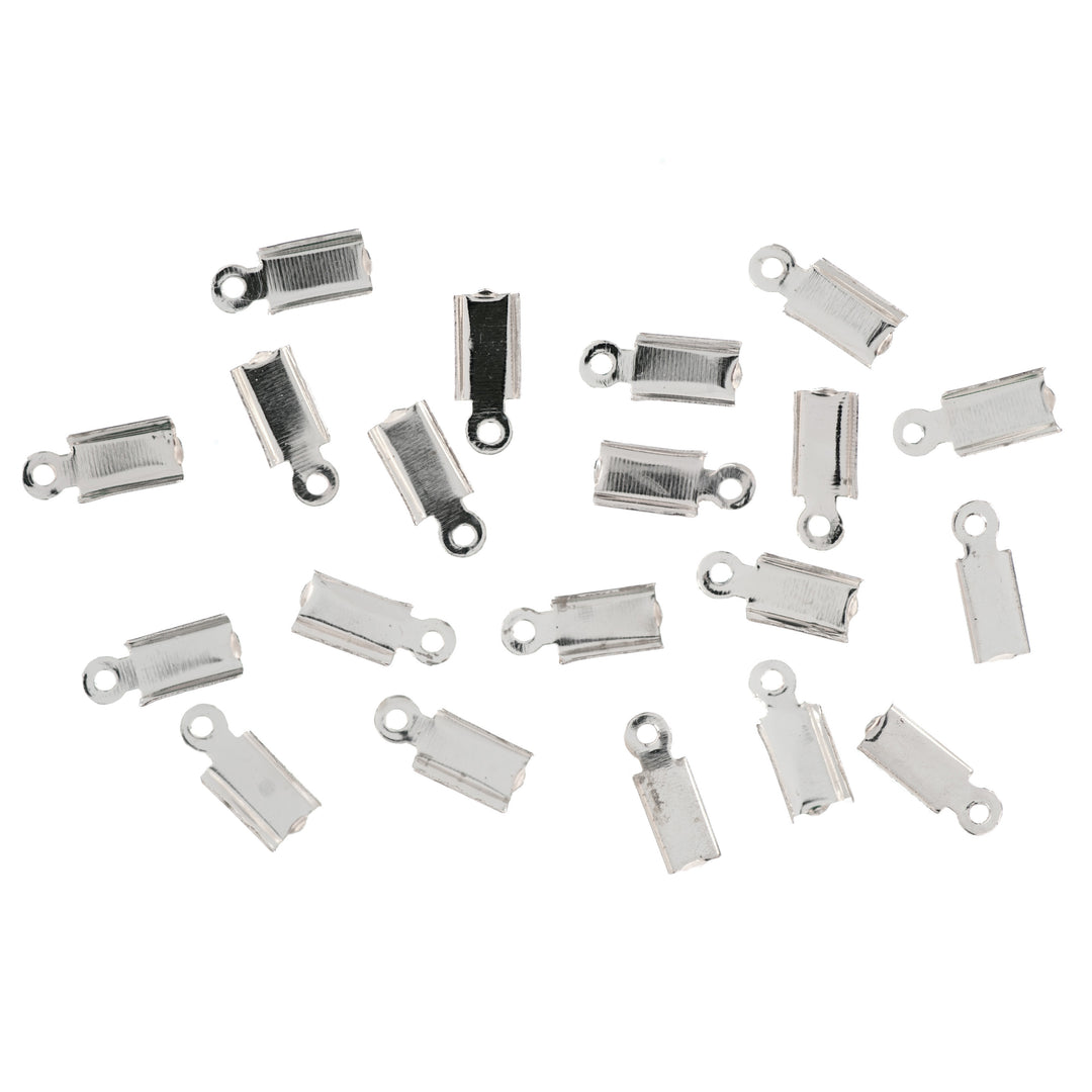Leather Crimps: Flat: Silver: 20