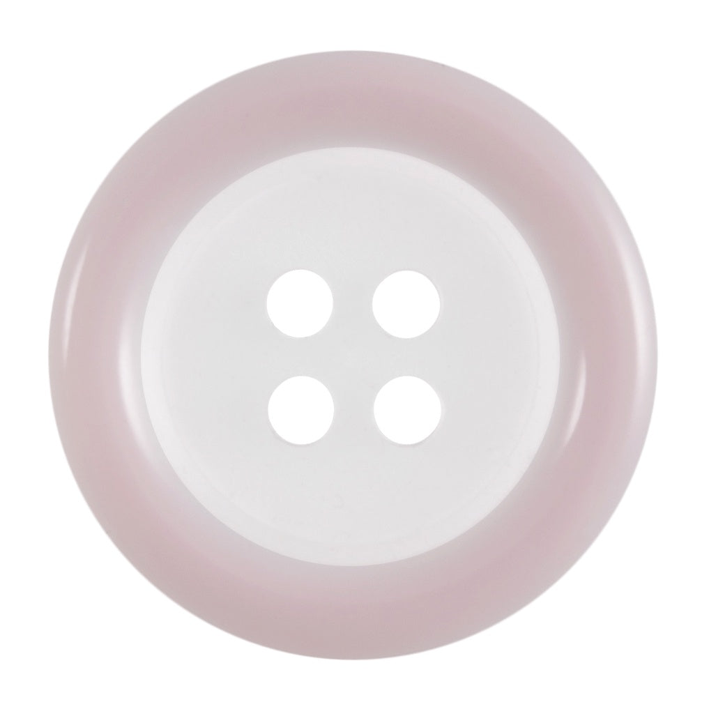Buttons: Clear: Coloured Rim: 4 Hole: 18mm: Light Pink