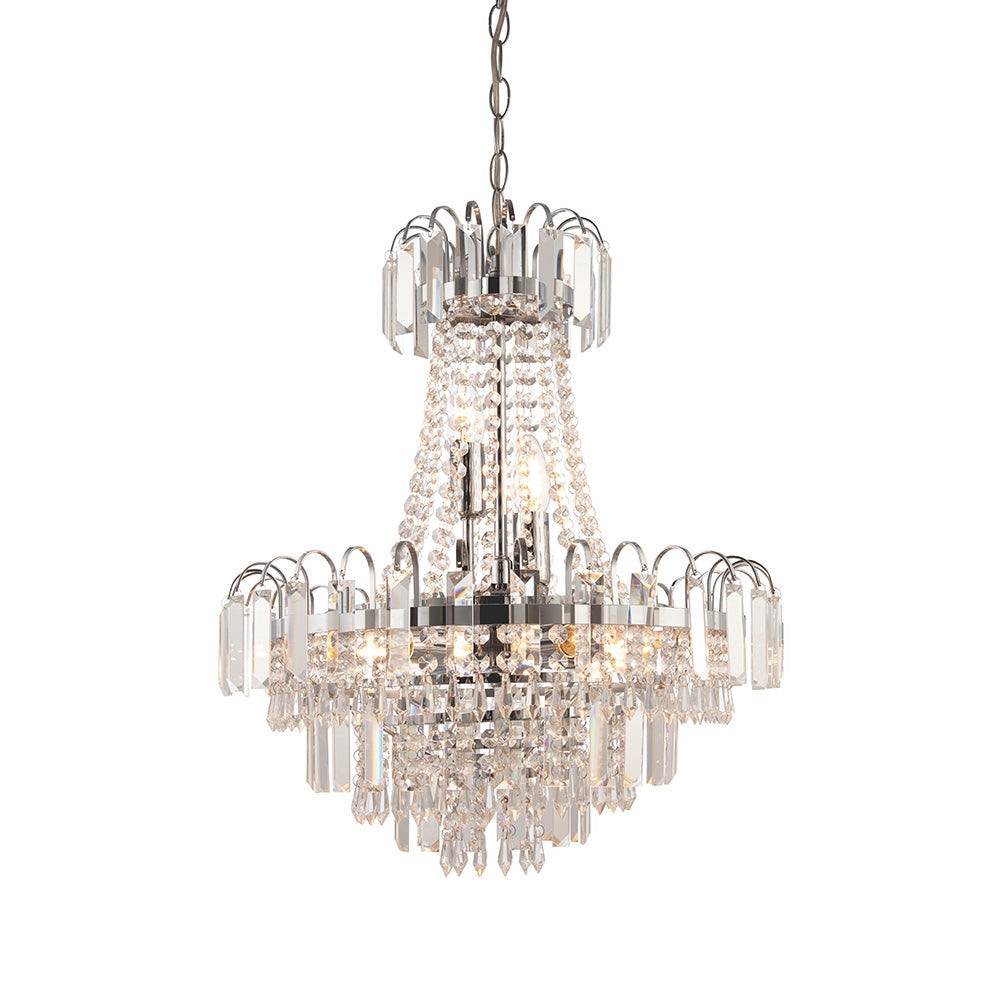 Amadis 6 light chrome and crystal glass chandelier