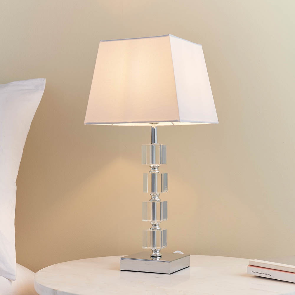 Murford polished chrome table lamp with cream shade