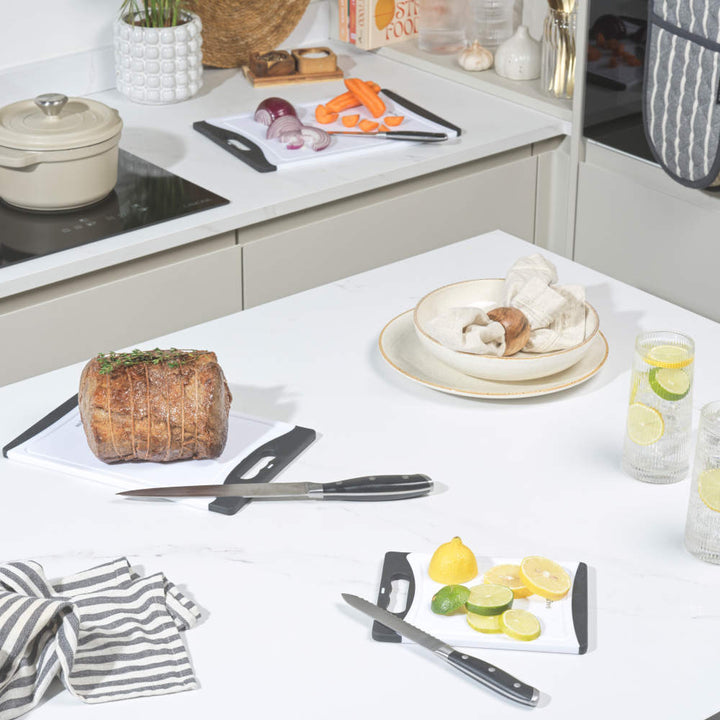 Salter 3-Piece Plastic Chopping Board Set – Black/White