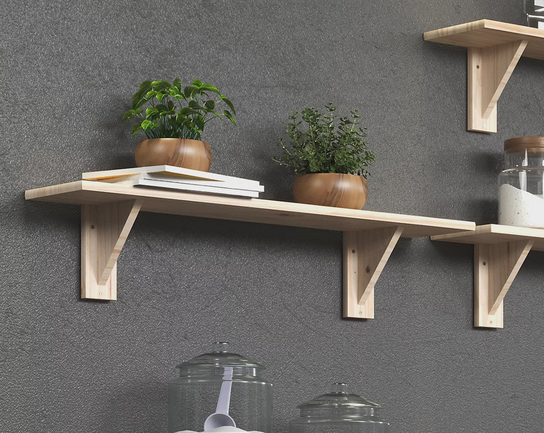 580mm Shelf Kit Solid Pine Wood Natural Sanded