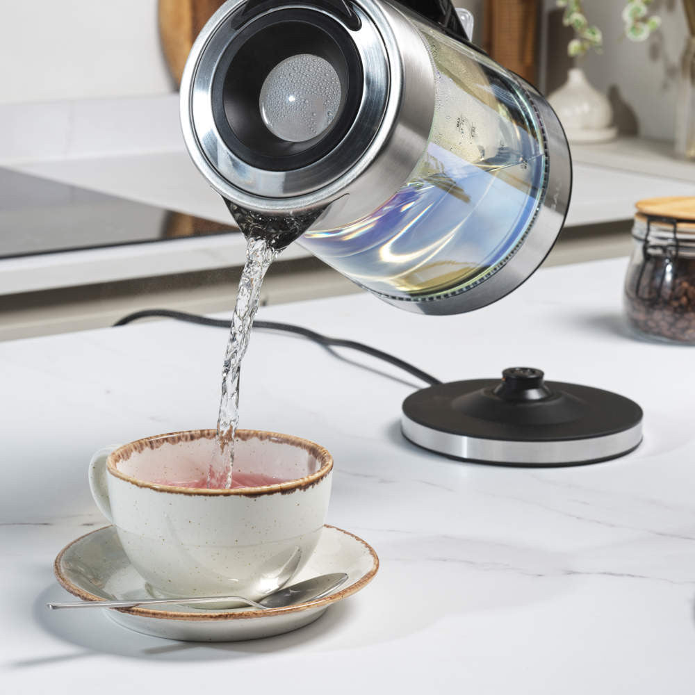 Salter Illuminating Iridescent Glass Kettle - 1.7L, Blue LED Illumination