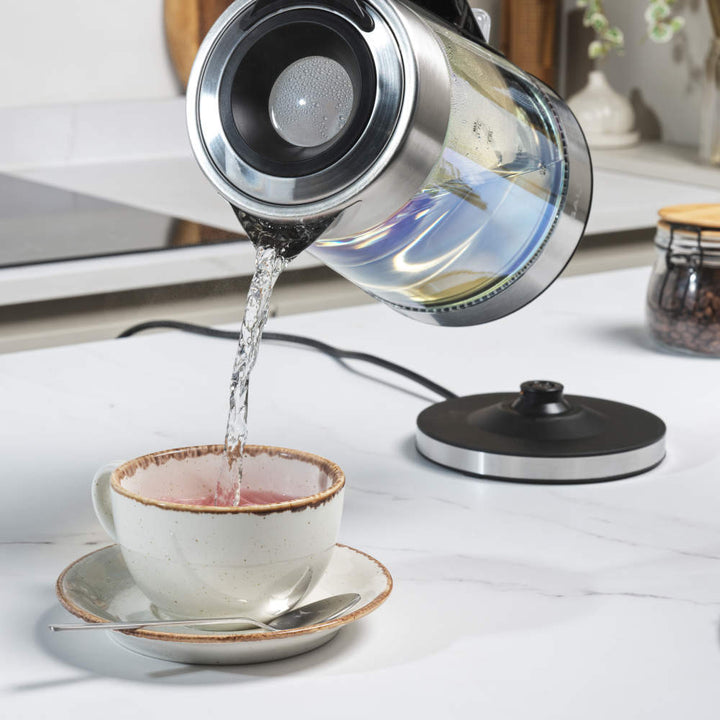 Salter Illuminating Iridescent Glass Kettle - 1.7L, Blue LED Illumination