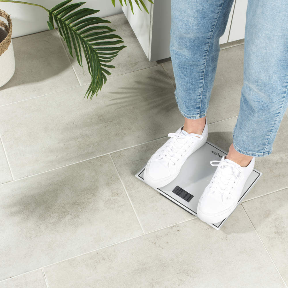 Salter Compact Glass Digital Bathroom Scale - White