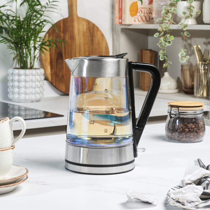 Salter Illuminating Iridescent Glass Kettle - 1.7L, Blue LED Illumination
