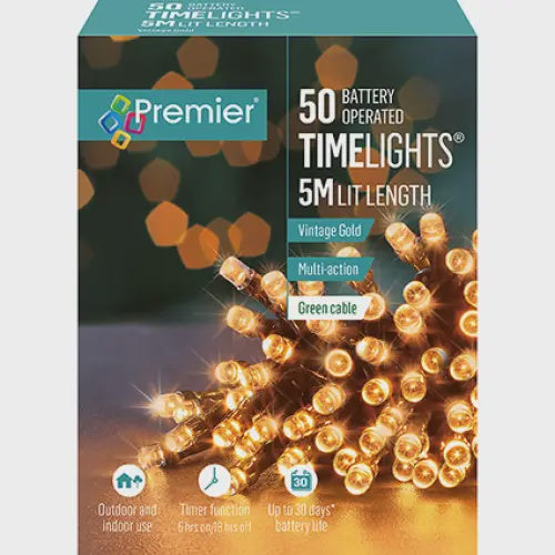Premier 50 Multi-Action Battery Operated Time Lights Vintage Gold