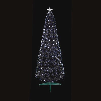 Premier Slim White LED Pre-Lit Fibre Optic 1.5m Artificial Xmas Tree Black