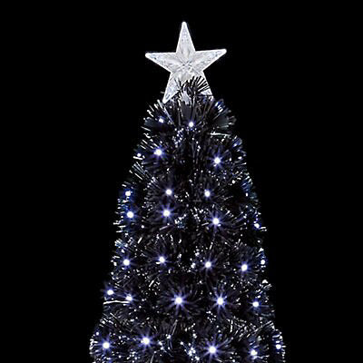 Premier Slim White LED Pre-Lit Fibre Optic 1.5m Artificial Xmas Tree Black
