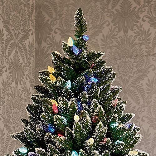 Premier Rockingham Forest Tipped Pre-Lit 2.1m Artificial Xmas Tree Colour Switch & Timer PJ210