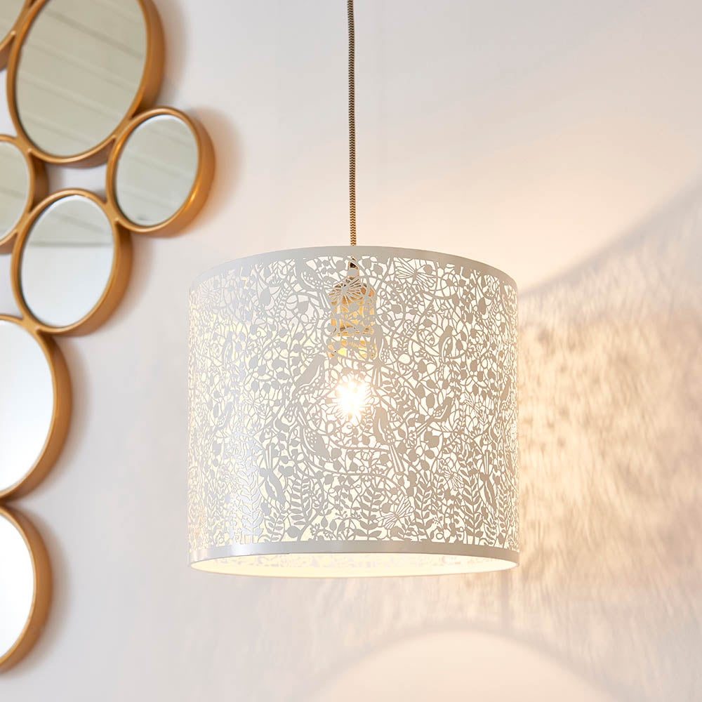 Secret Garden ivory steel pendant shade