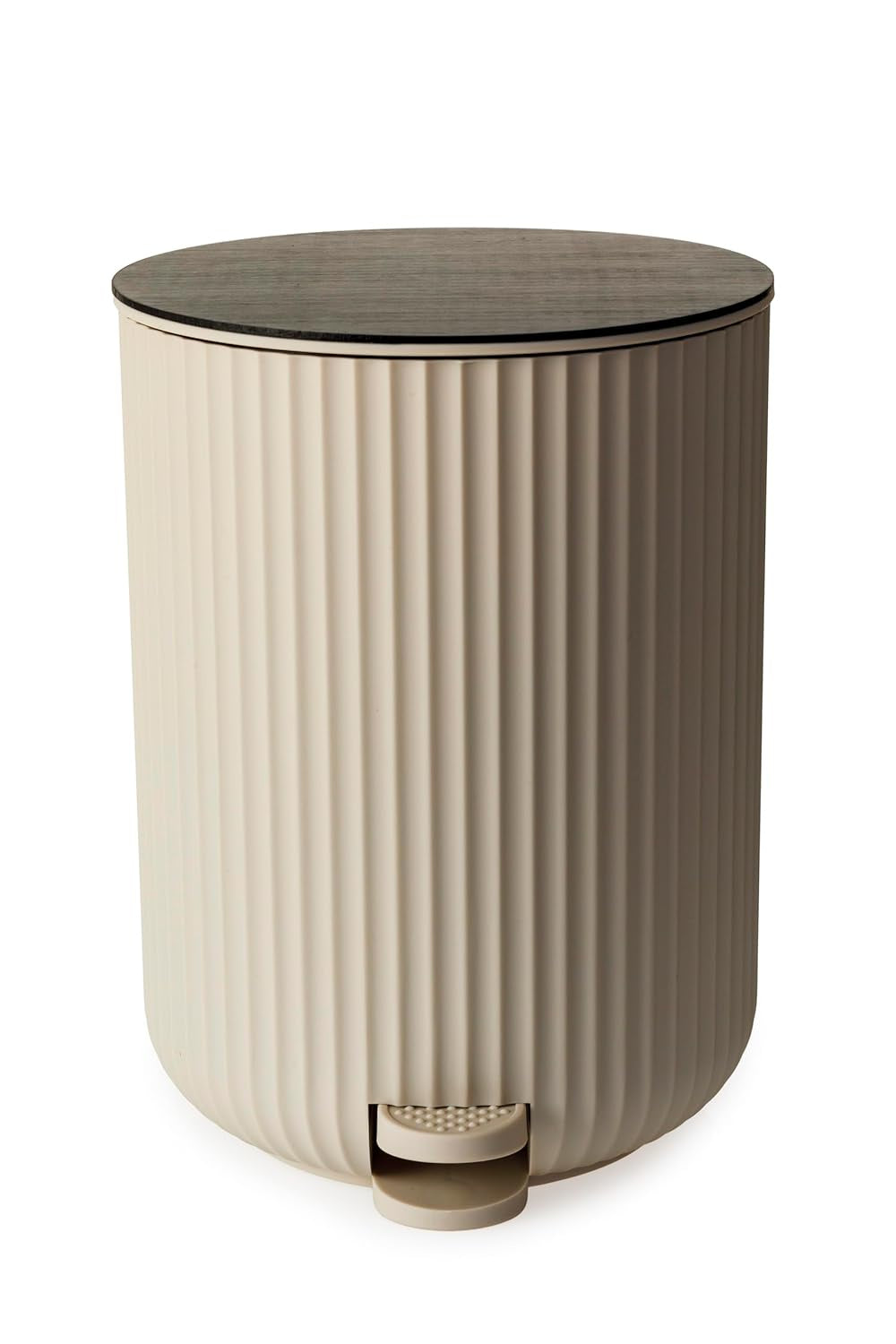 Berkeley almond slim pedal bin with bamboo lid