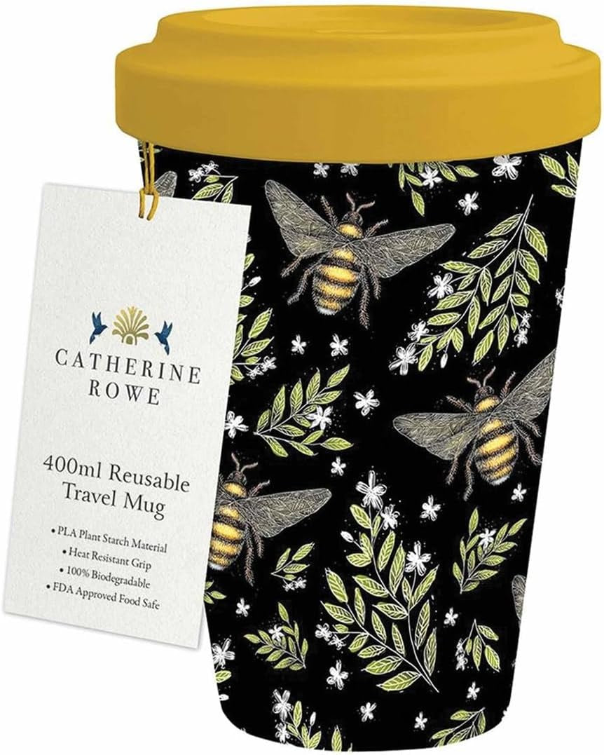 Museums & Galleries 400ml Reusable Travel Mug - Honey Bee and Flowers Design