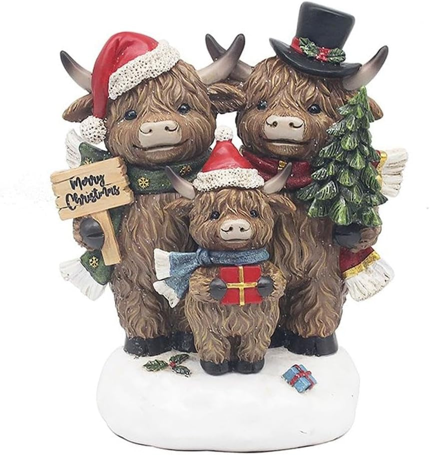 Lesser & Pavey Festive Highland Cow Family Figurine