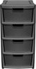 Plastic Rattan 4 Drawer Storage Tower Black