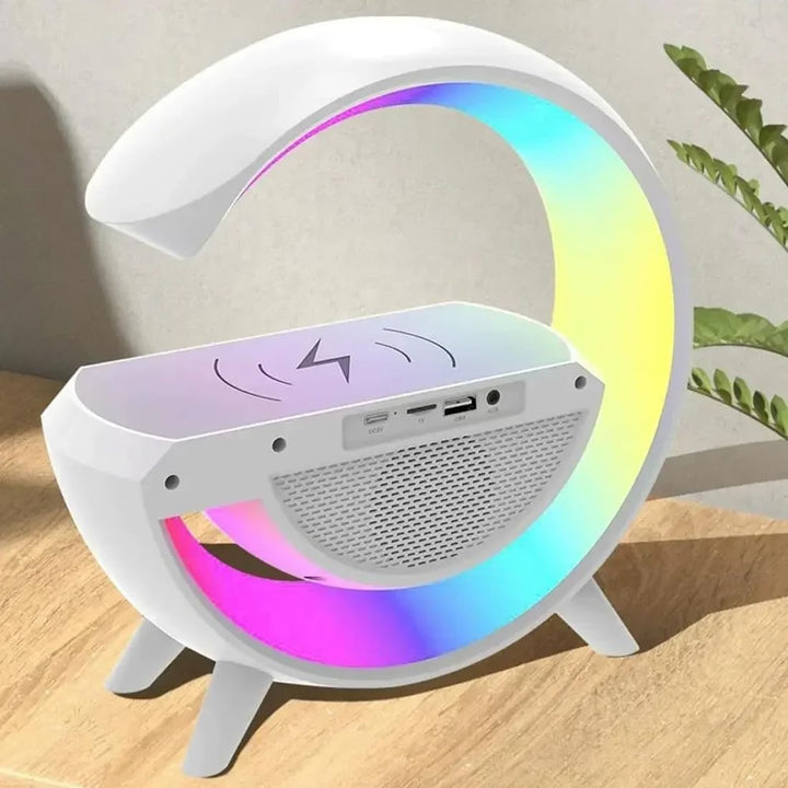 Multifunctional Bluetooth Speaker-Colorful Atmosphere Light Wireless Charging and Clock