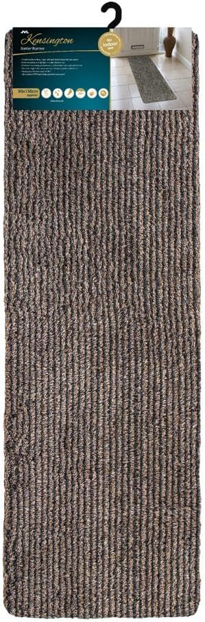 JVL Kensington Machine Washable Cotton Runner Barrier Doormat, 50x150cm, Stripe