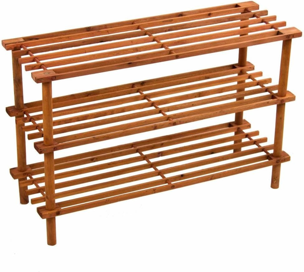 Prima 3 Tier Wooden Shoe Rack Walnut