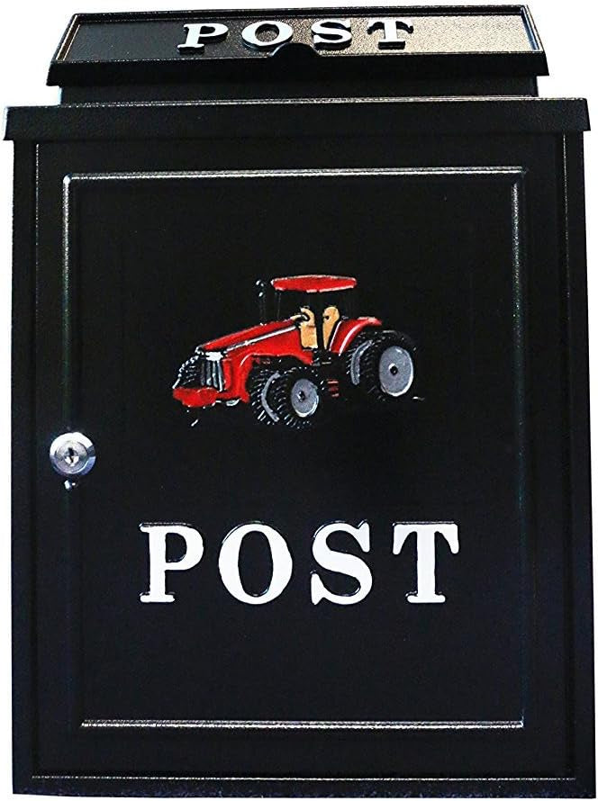 Arboria Wall Mounted Cast Iron Mailbox Red Tractor Design