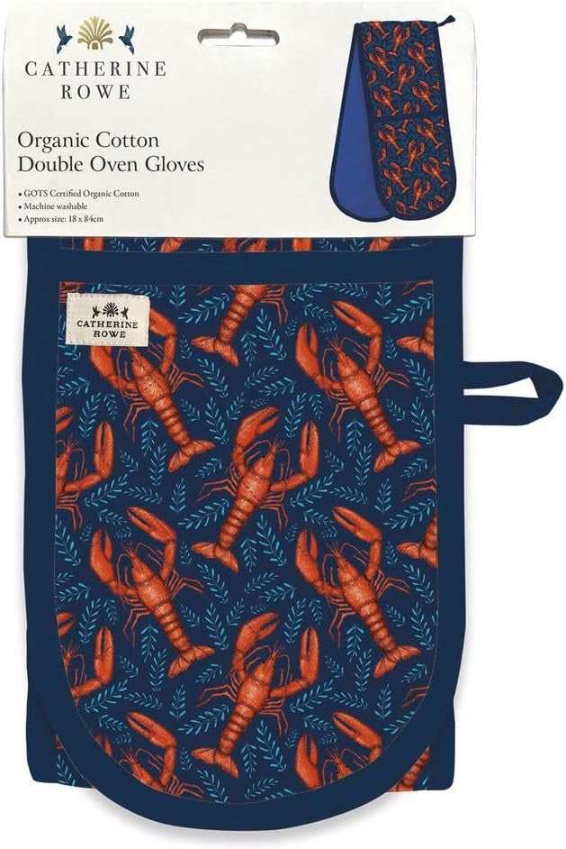 Museums & Galleries Double Oven Gloves Organic Cotton Lobsters