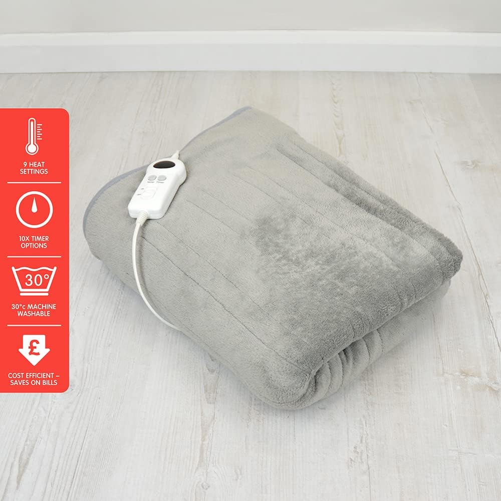 StayWarm Electric Heated Throw/Blanket, Grey - Machine Washable - 180 x 130cm-  F2851GR (STA/DHD)