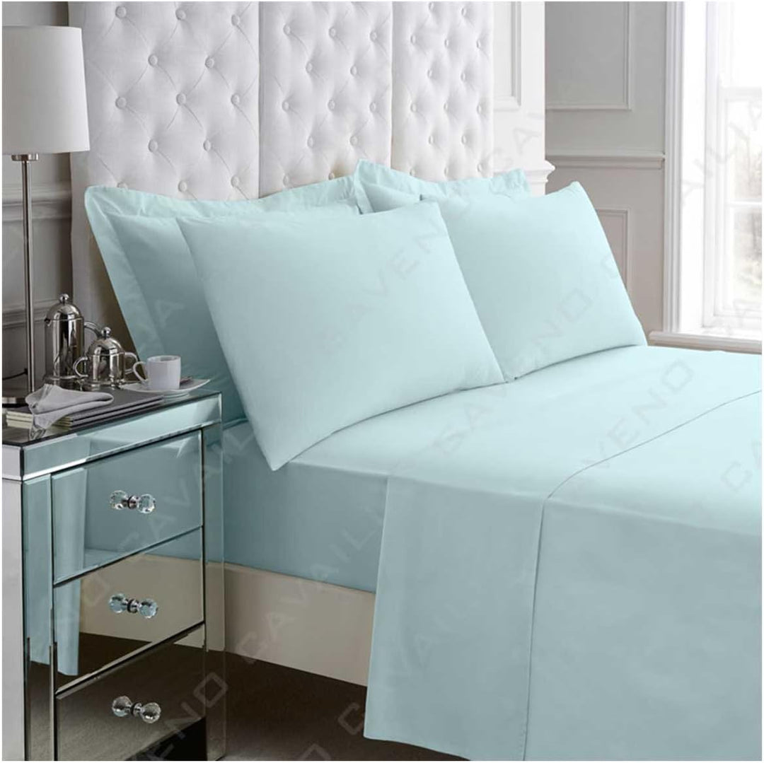 Percale Kingsize Fitted Sheet Sorbet Blue