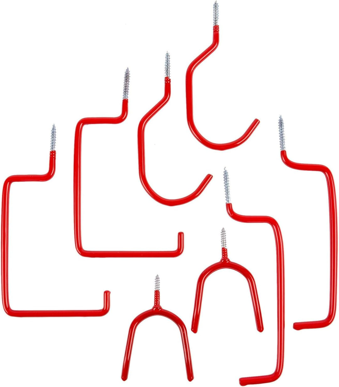 Blackspur PVC-Coated Storage Hooks - Red, 8 Pieces