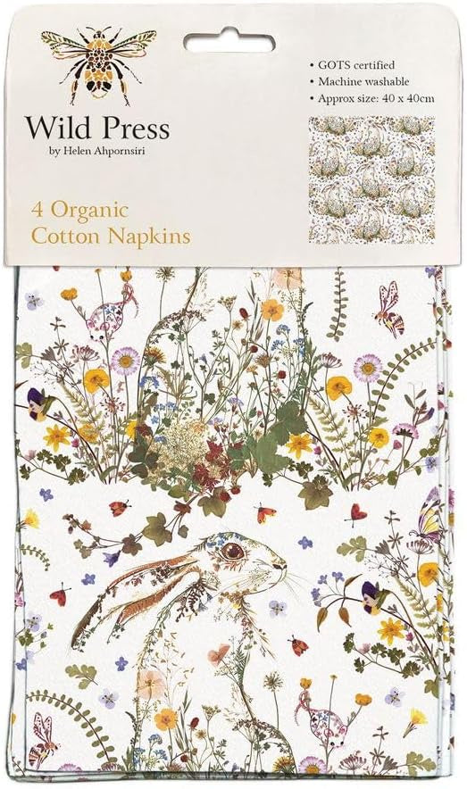 Museums & Galleries Set of 4 Napkins Organic Cotton Wildflower Hare