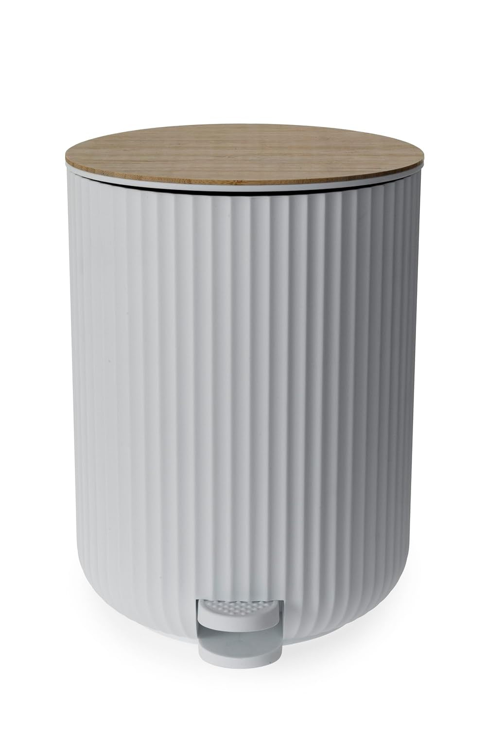 Berkeley white slim pedal bin with bamboo lid