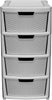Plastic Rattan 4 Drawer Storage Tower Grey